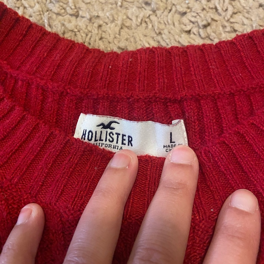 Red Ribbed Knit Sweater - Picture 2 of 2